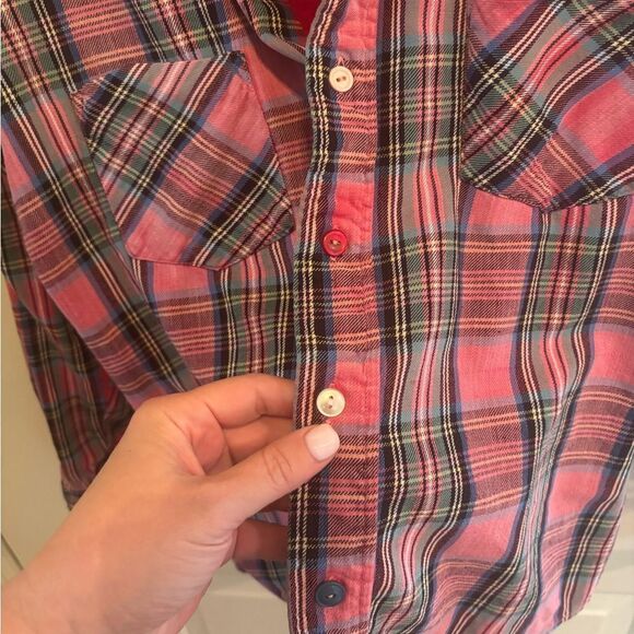 Vintage 90s Casual Pink Plaid Button Down Shirt for Women - Picture 5 of 7